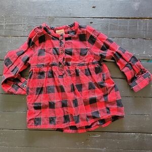 Jumping Beans Red Black Plaid Peplum Blouse Baby Girl 24 Months Christmas